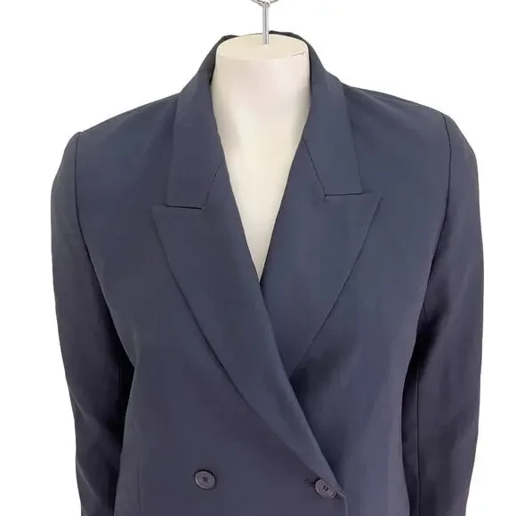NWT ZARA Double Breasted Menswear Style Blazer in Midnight blue SZ S